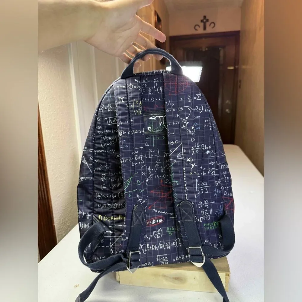 Dolce & Gabbana Blue algebra print Backpack with White and Red Accents